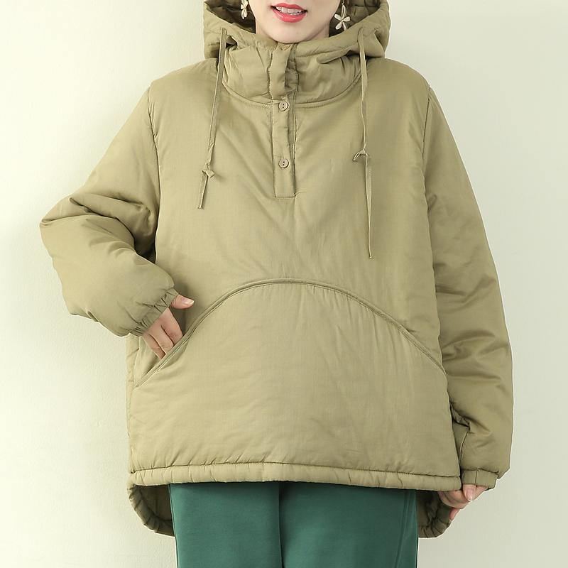 Vestes Grande Taille Pour Femmes Vêtements D'extérieur Parka À Capuche Avec Cordon De Serrage Vert Clair