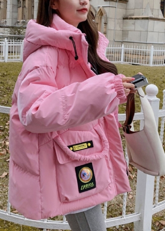 Vestes D'hiver Élégantes En Duvet De Canard Avec Poches À Capuche Roses