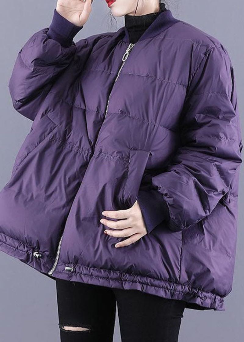 Vestes D'hiver Épaisses Remplies De Coton Fin Avec Fermeture Éclair Et Cordon De Serrage Art Purple - Doudounes femmes