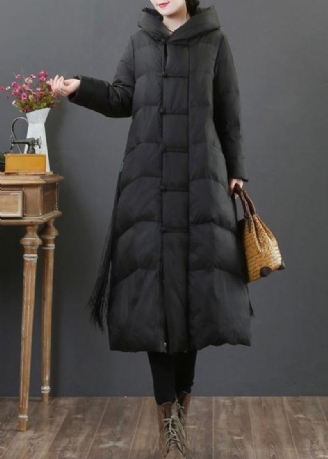 Vestes De Neige Amples Pour Femmes Vêtements D'extérieur D'hiver Manteau Noir À Capuche Et Fermeture Éclair En Duvet De Canard