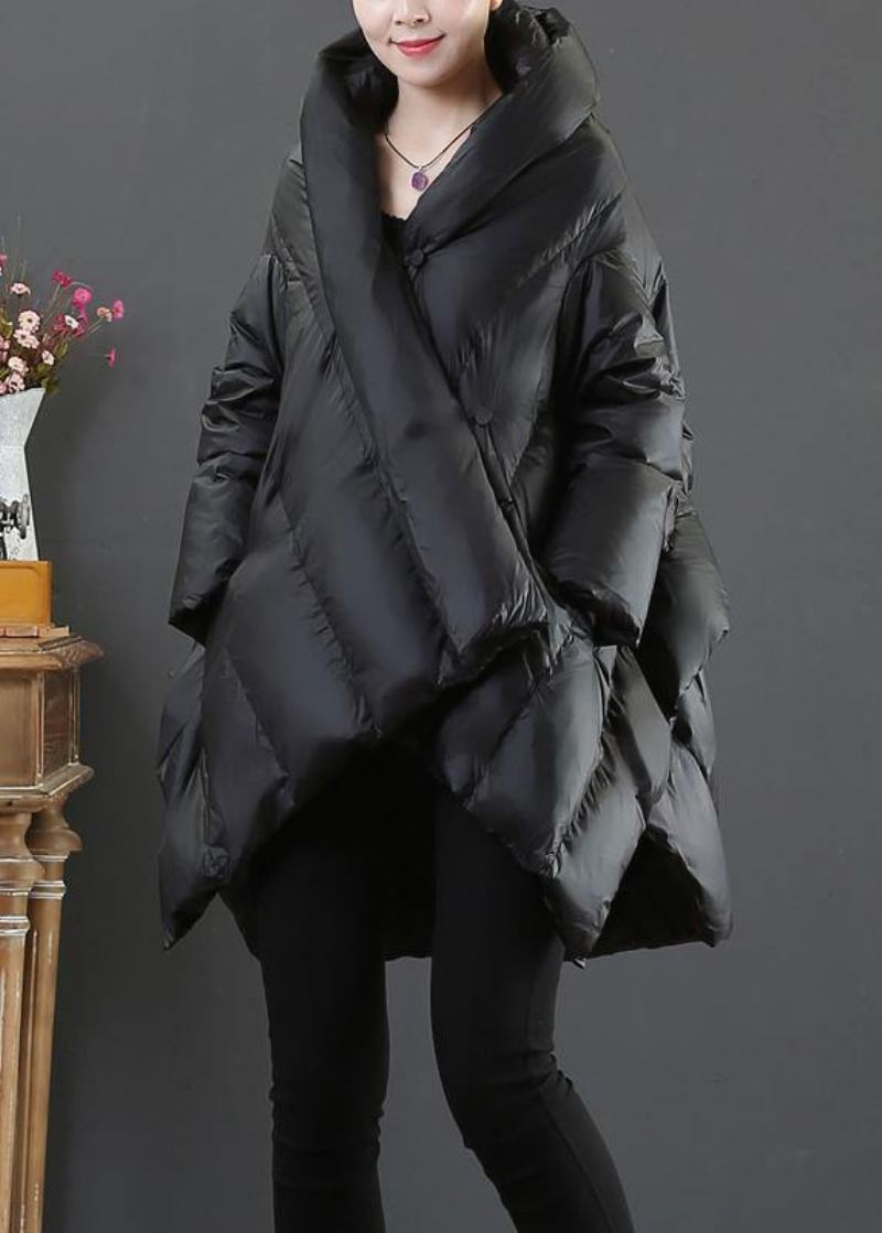 Vestes De Neige Décontractées De Luxe Manteaux Noirs À Capuche Asymétrique Doudoune Femme - Gris Clair