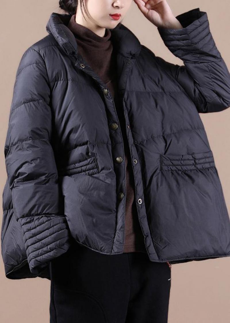 Vestes De Neige Décontractées Vêtements D'extérieur D'hiver Col Montant Noir Manteau Boutonné Chinois Nouvelle Collection