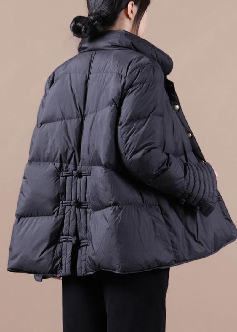 Vestes De Neige Décontractées Vêtements D'extérieur D'hiver Col Montant Noir Manteau Boutonné Chinois Nouvelle Collection - Doudounes femmes