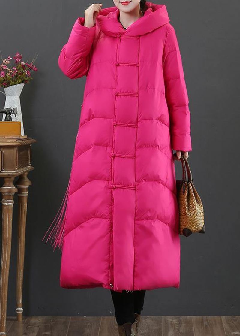 Vestes De Neige De Luxe À La Mode Grande Taille En Duvet Rose À Capuche Et Fermeture Éclair