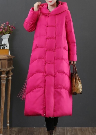 Vestes De Neige De Luxe À La Mode Grande Taille En Duvet Rose À Capuche Et Fermeture Éclair