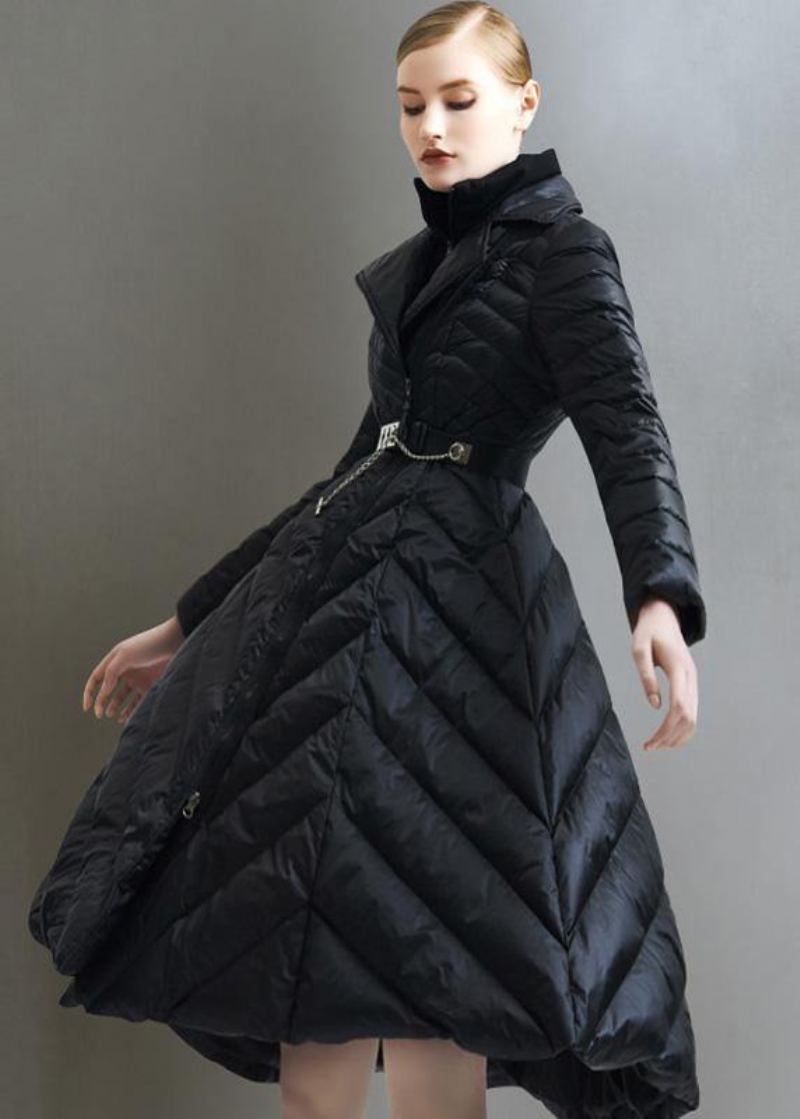 Vestes De Neige Surdimensionnées Manteaux À Nouer À La Taille Faux Deux Pièces Noirs Manteau D'hiver - Doudounes femmes