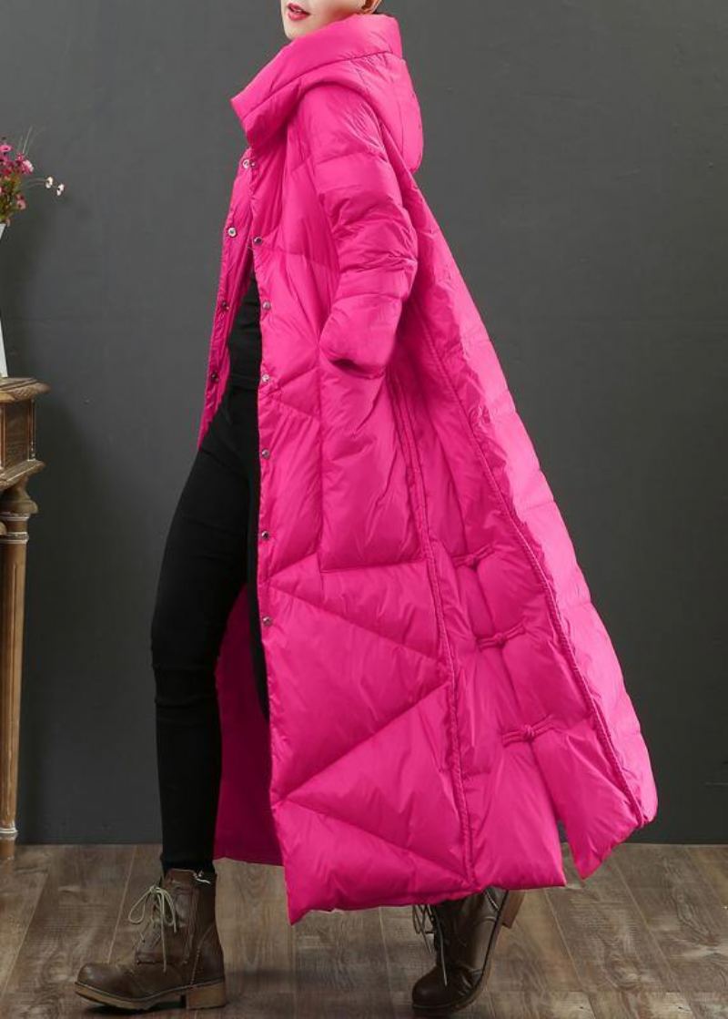 Vestes Parka De Luxe Amples Pour Femmes Manteau D'hiver Chaud À Capuche Rose Boutonné