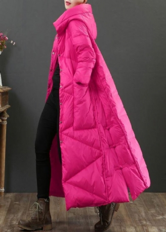 Vestes Parka De Luxe Amples Pour Femmes Manteau D'hiver Chaud À Capuche Rose Boutonné