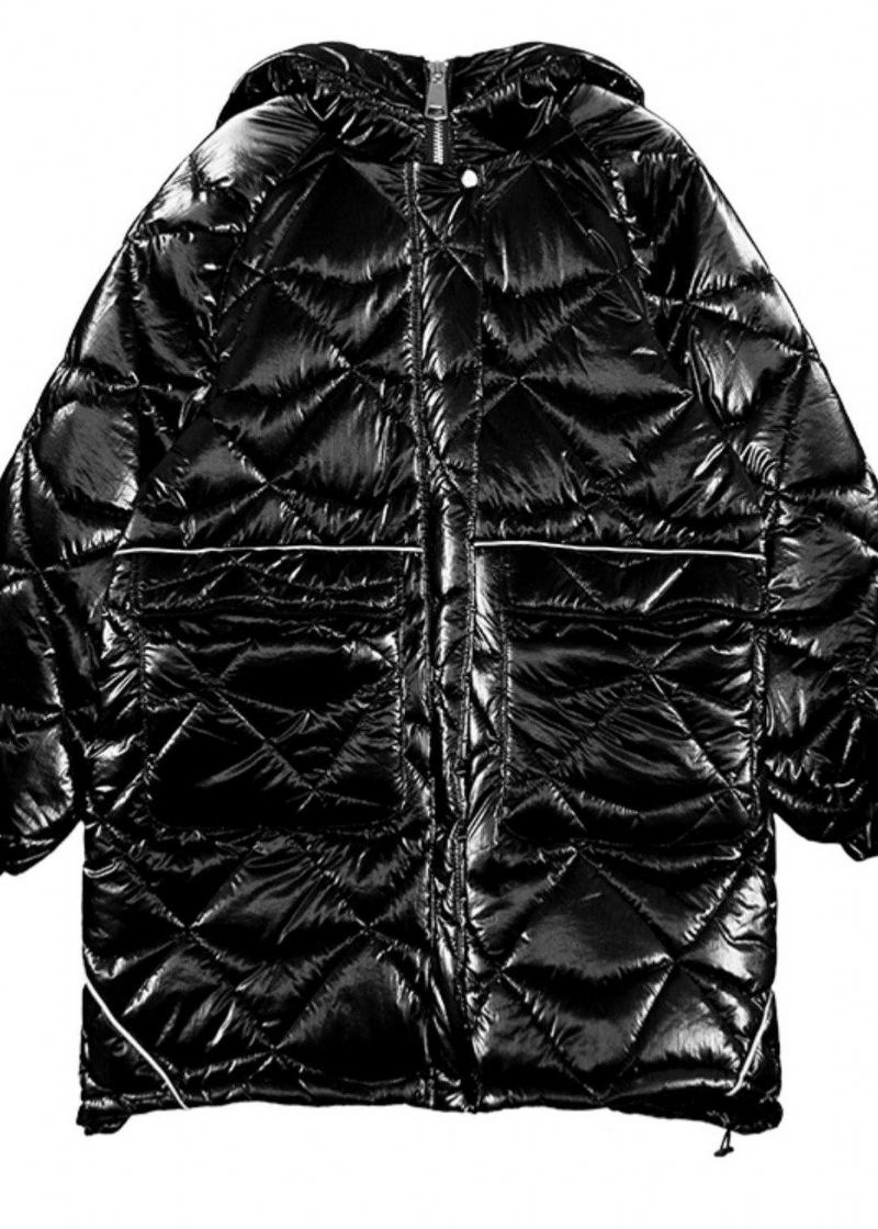 Vestes Surdimensionnées Chaudes Manteaux À Capuche Vert Asymétrique Cordon Ourlet Femmes Parka - Doudounes femmes