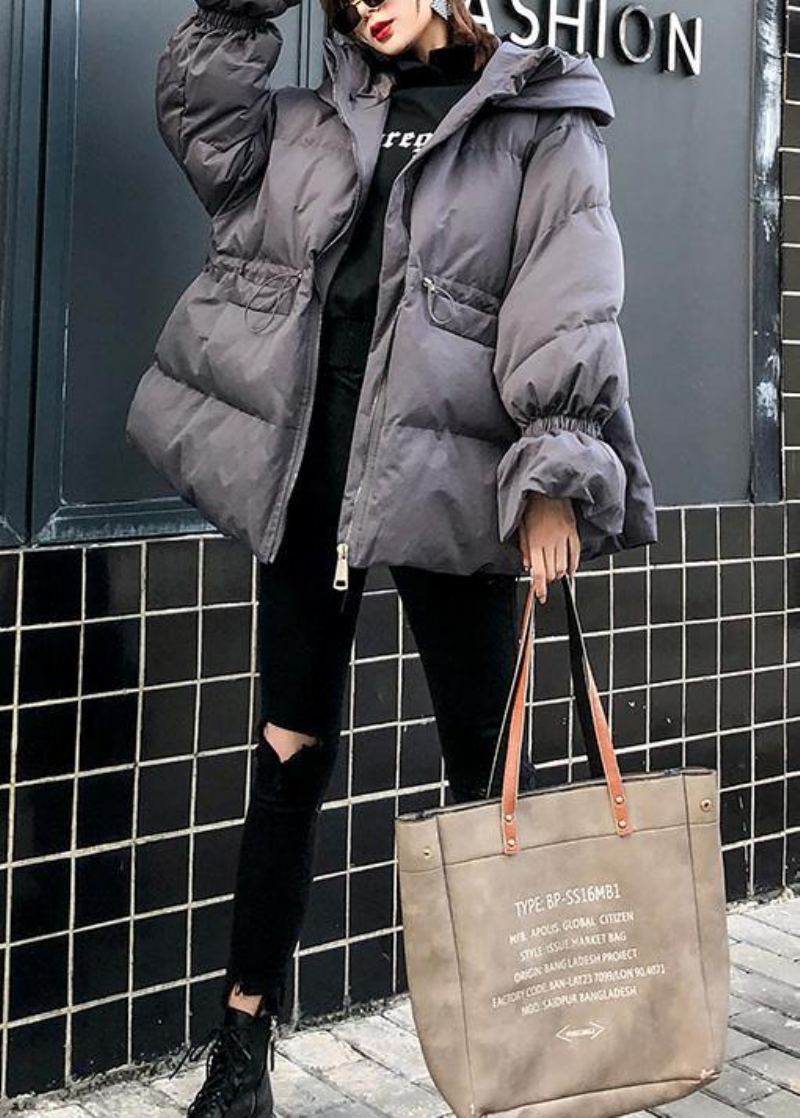 Vêtements Chauds Grande Taille Vestes Manteaux D'hiver Gris À Capuche - Gris