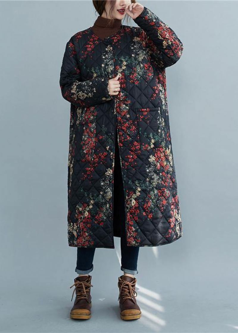 Vêtements Décontractés Grande Taille Manteaux D'hiver Poches Florales Parkas - Doudounes femmes