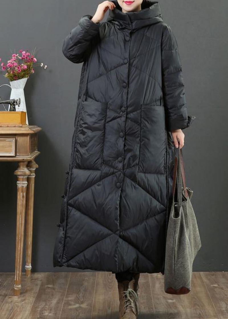 Vêtements Élégants Grande Taille Femmes Parka Vestes Noir À Capuche Boutonné Veste Femme - Rose