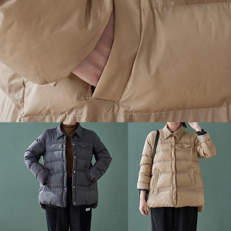 Vêtements D'extérieur Couleur Chair Grande Taille Doudoune Avec Poches À Revers D'hiver - Nu