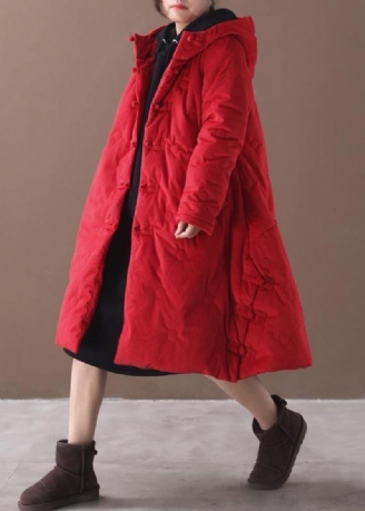 Vêtements D'extérieur D'hiver Rouge Chaud Grande Taille Vestes De Neige Manteaux À Capuche