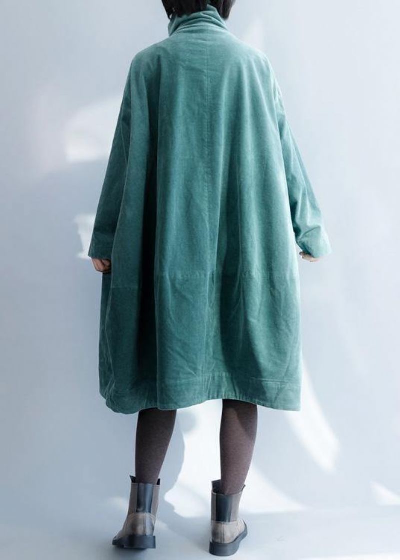 Vêtements Fins Verts Français Pour Femmes Manteaux À Col Montant À Double Poitrine Inspiration - Vert