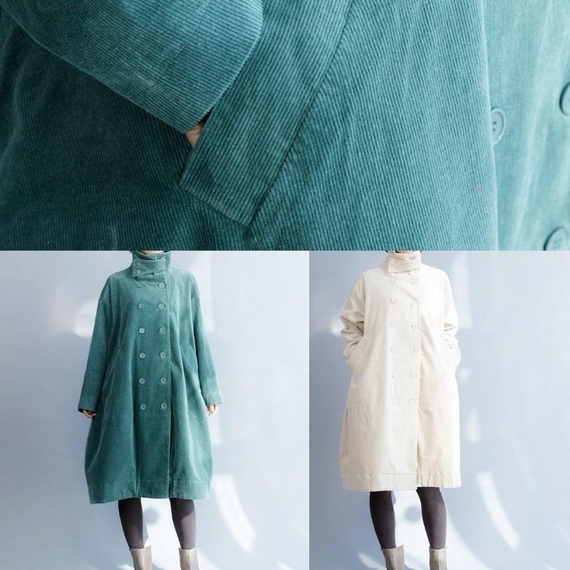 Vêtements Fins Verts Français Pour Femmes Manteaux À Col Montant À Double Poitrine Inspiration - Vert