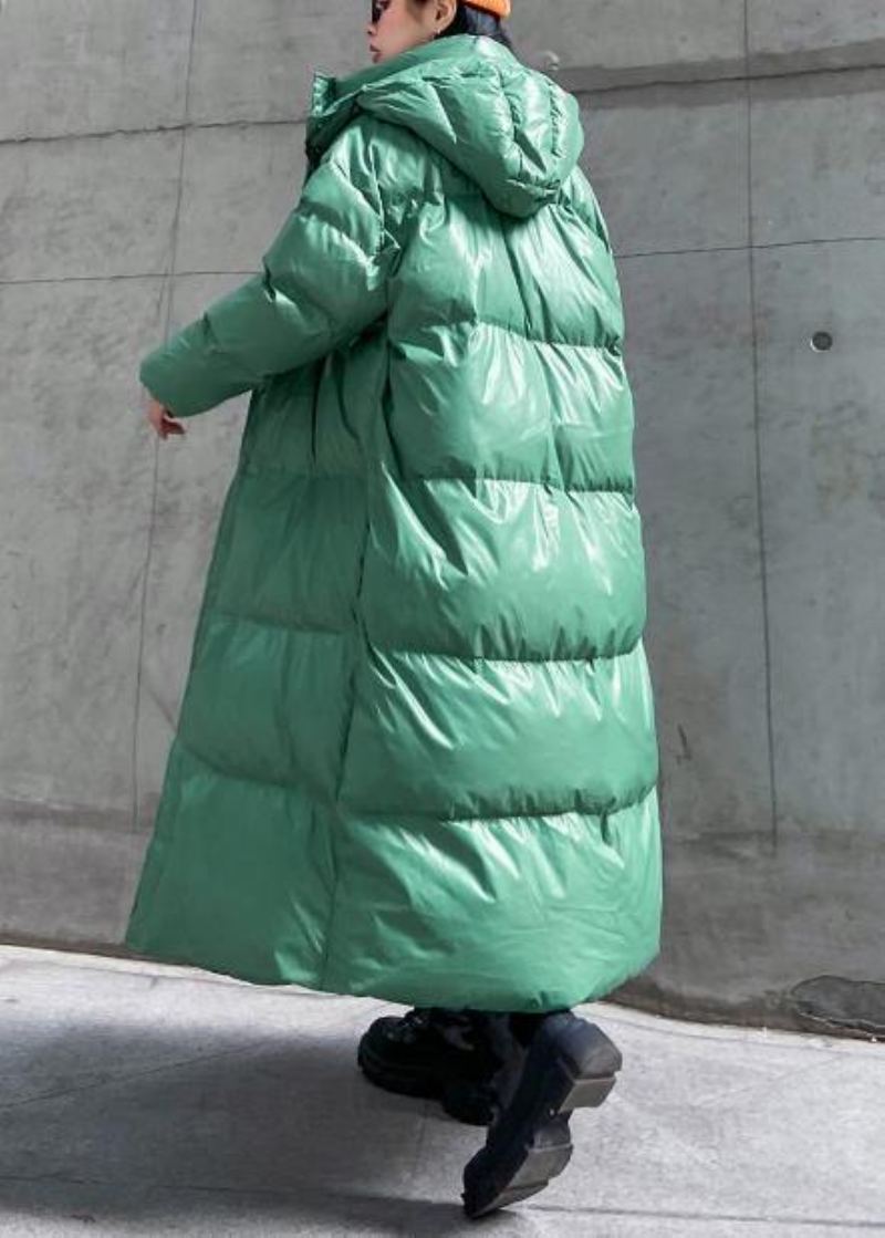 Vêtements Grande Taille Doudoune D'extérieur Vert À Capuche Fermeture Éclair D'hiver - Orange