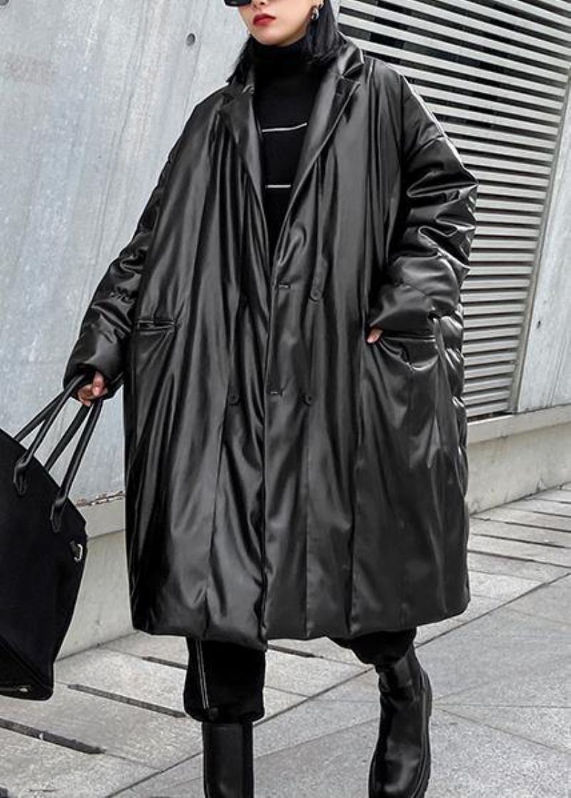 Vêtements Grande Taille Vestes De Neige Manteaux Crantés Manteau En Duvet De Canard Double Poitrine Noir - Doudounes femmes