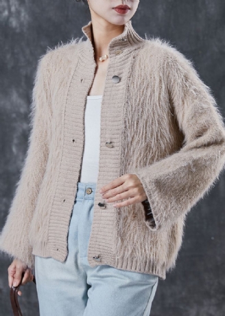 Beau Cardigan Kaki En Tricot Épais Et Confortable Pour Le Printemps