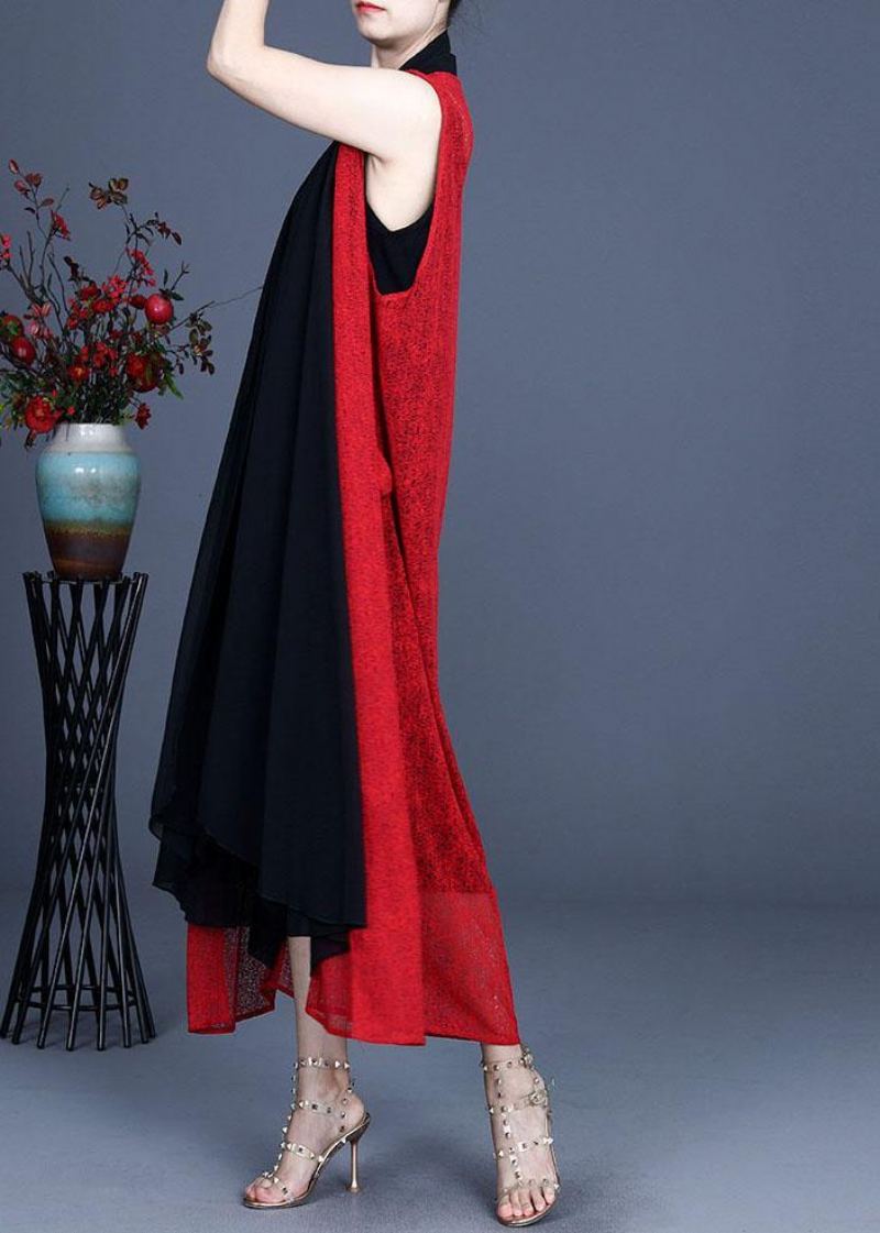 Boutique Rouge Asymétrique Maxi Gilet D'été Sans Manches - Rouge