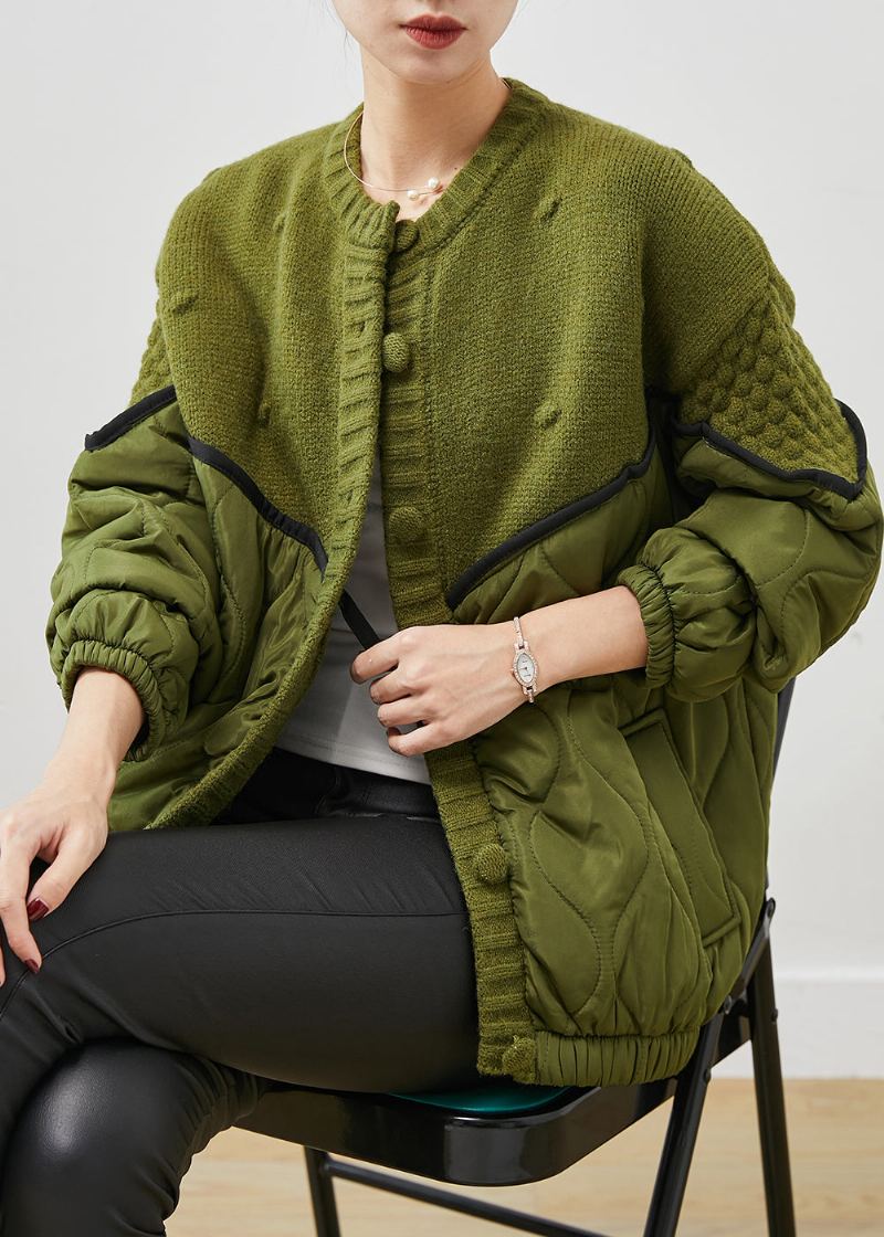 Boutique Vert Surdimensionné Patchwork Tricot Cardigans Printemps