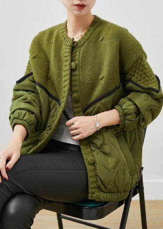 Boutique Vert Surdimensionné Patchwork Tricot Cardigans Printemps