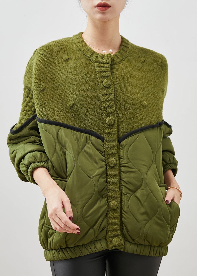 Boutique Vert Surdimensionné Patchwork Tricot Cardigans Printemps - Cardigans femmes