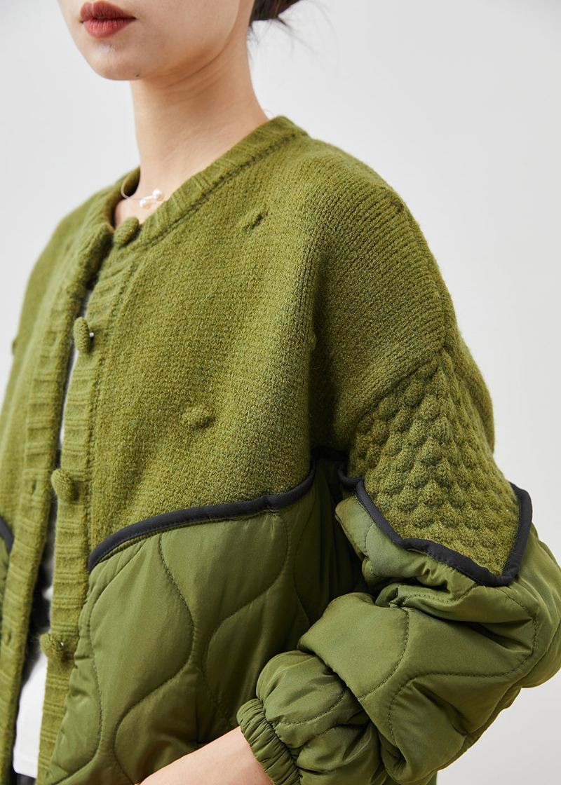 Boutique Vert Surdimensionné Patchwork Tricot Cardigans Printemps - Cardigans femmes