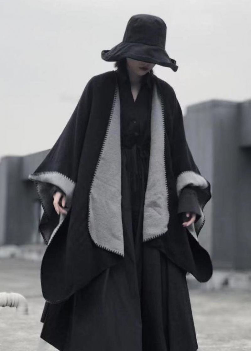 Cape En Cachemire Noire À La Mode Vêtements Asymétriques Des Deux Côtés Automne - Cardigans femmes