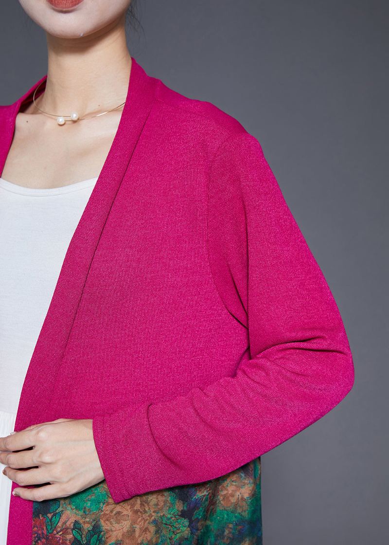 Cardigan Ajusté En Coton Tie-dye Patchwork Rose Automne - Cardigans femmes