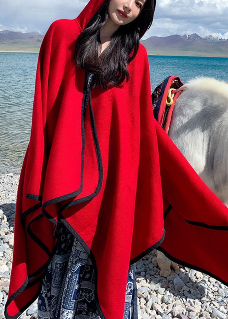 Cardigan En Cachemire Rouge À Manches Longues Et Col En V Ouvert Sur Le Côté