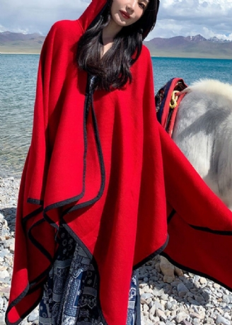 Cardigan En Cachemire Rouge À Manches Longues Et Col En V Ouvert Sur Le Côté