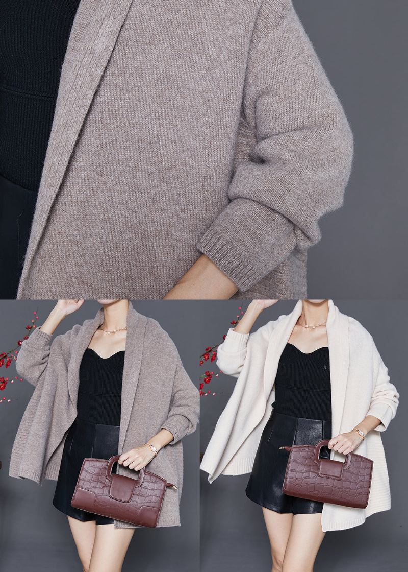 Cardigan Décontracté En Tricot Épais Surdimensionné Beige Automne - Cardigans femmes