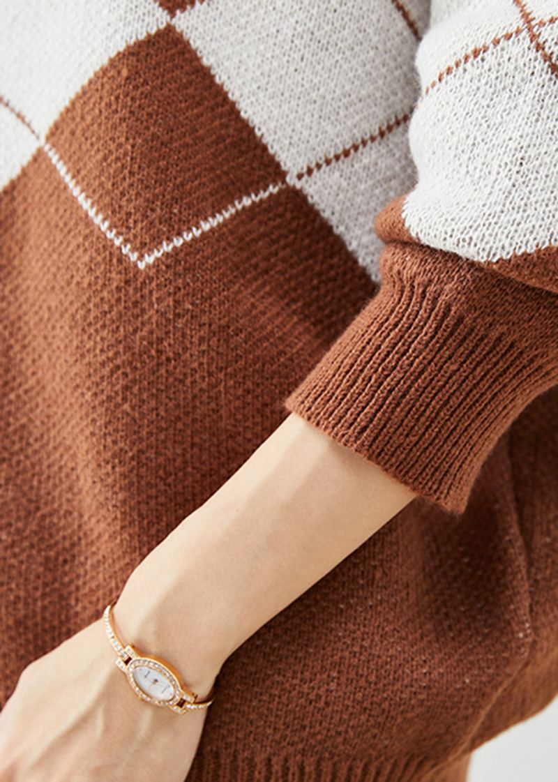 Cardigan En Tricot Imprimé Surdimensionné Kaki Diy Pour L'hiver - Cardigans femmes