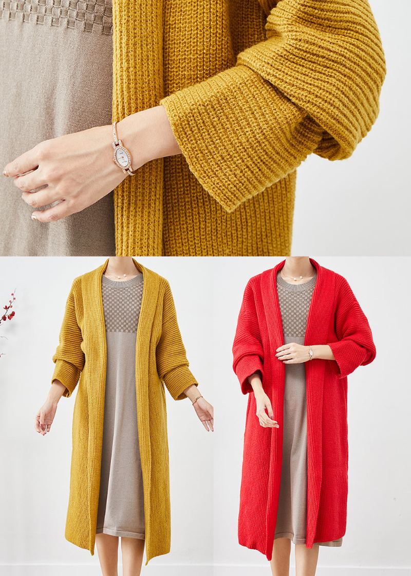 Cardigans Amples En Tricot Jaune Col Peter Pan Automne - Cardigans femmes