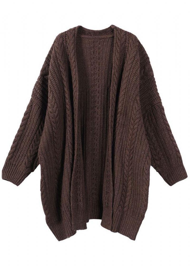 Cardigans D'automne À Manches Longues En Tricot Chocolat Ajusté - Cardigans femmes