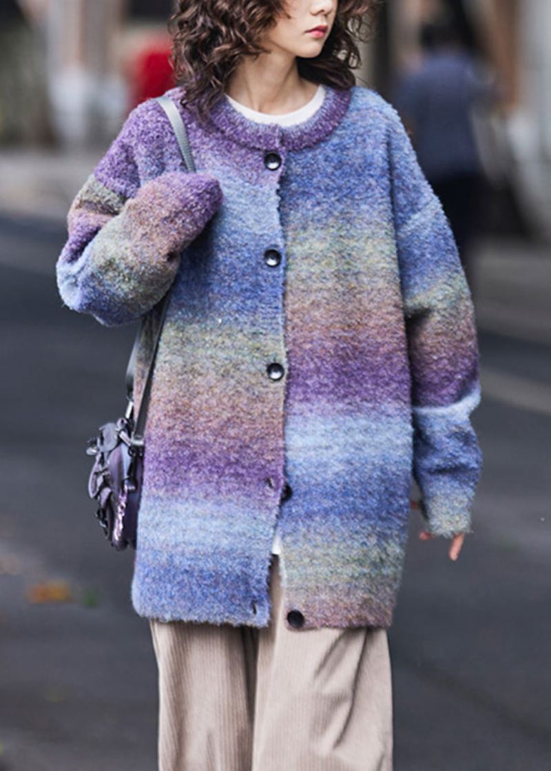 Cardigans En Tricot Confortables À Boutons Imprimés À Col Rond Jaune Uniques Automne - Jaune