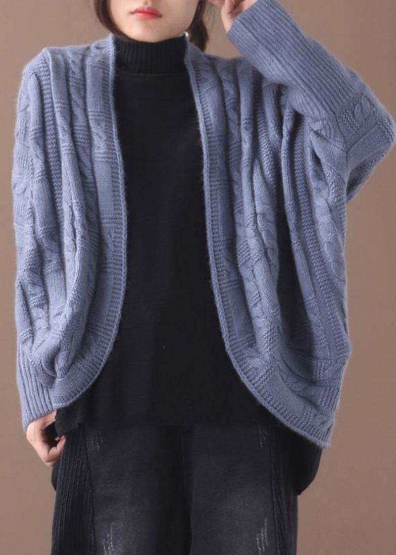 For Work – Cardigans En Tricot Bleu Mode Automne-hiver Asymétrique