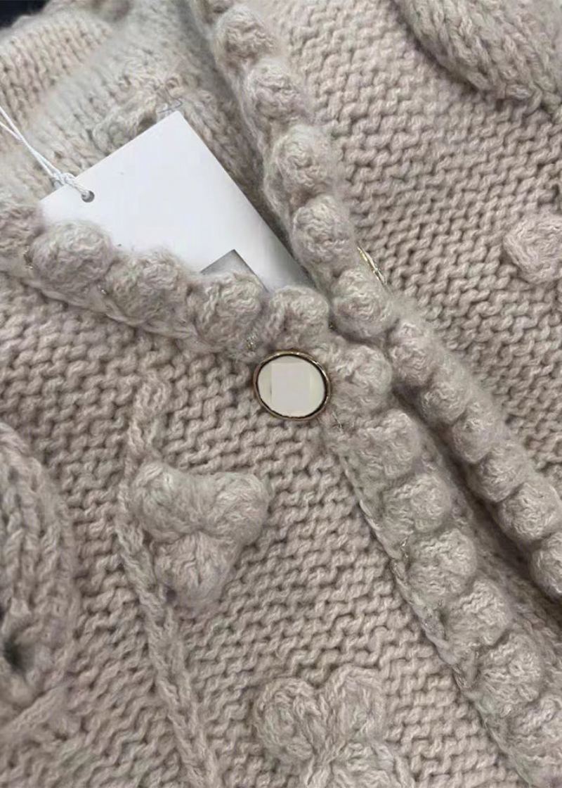 Gilet Beige Chic En Tricot De Coton Boutonné À Col En V Sans Manches - Cardigans femmes