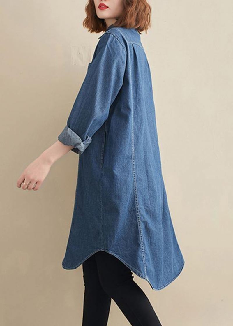 Haut Patchwork À Revers Élégant Bleu Denim À Motif - Cardigans femmes