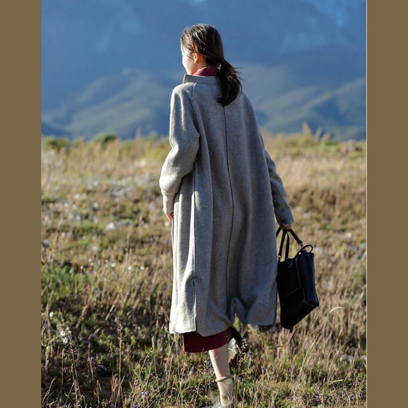 Manteau En Laine Ample Gris À La Mode Nouvelles Tenues Décontractées Pour Femmes - Cardigans femmes