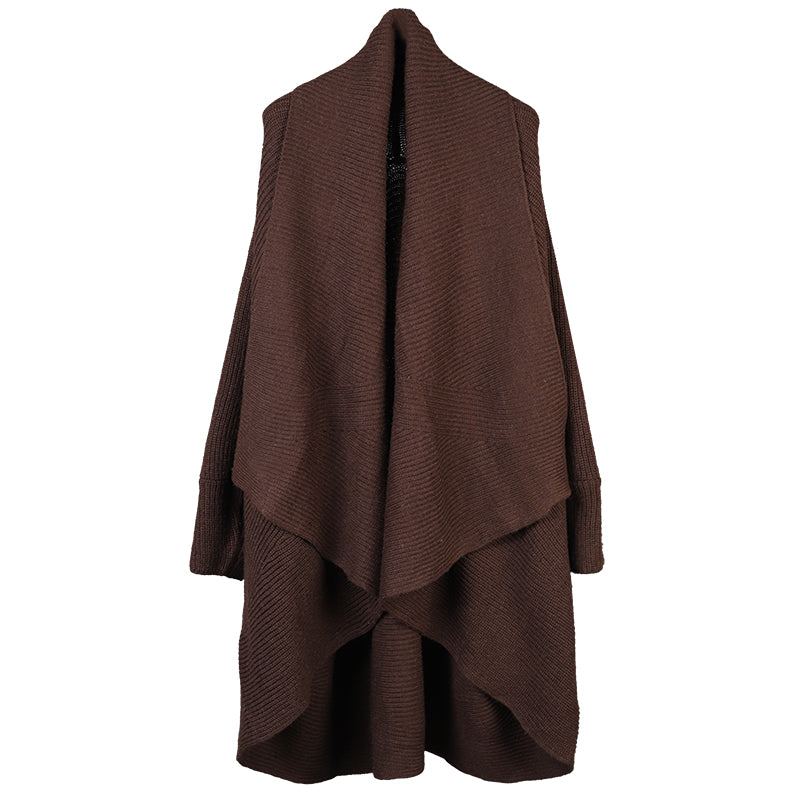 Manteau Pull Ample À Manches Chauve-souris En Chocolat Français Design Asymétrique Automne - Cardigans femmes