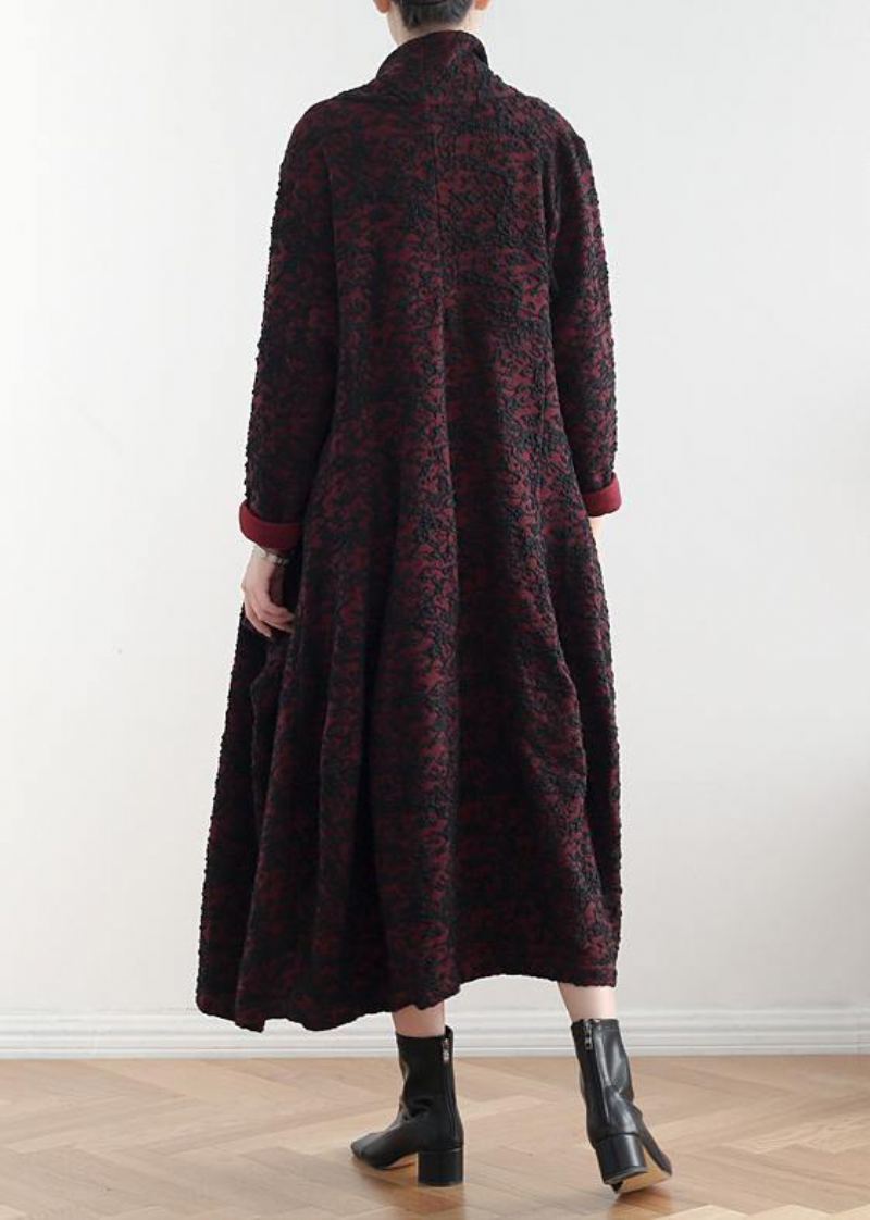 Manteaux Asymétriques À Motif De Vêtements Fins En Jacquard Bordeaux - Bordeaux