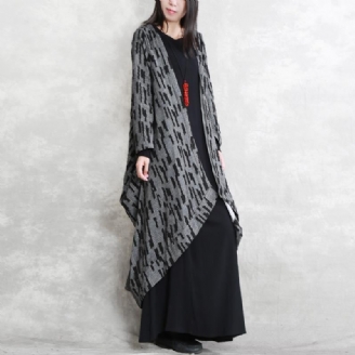 Manteaux Gris Foncé Surdimensionné Manteau D'hiver Asymétrique Mode Manches Longues Patchwork Longs