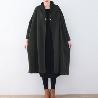 Manteaux En Laine Verte Fine Manteau D'hiver Ample Femme