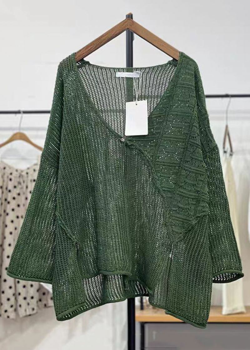 Nouveau Abricot Col En V Évider Tricot Cardigans À Manches Longues - Cardigans femmes