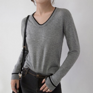 Nouveau Pull Confortable Gris Pulls Amples À Col En V Élégants Ouverts Sur Le Côté