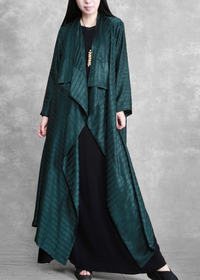 Robe Asymétrique Chic À Rayures Vert Noirâtre Cardigan - Vert