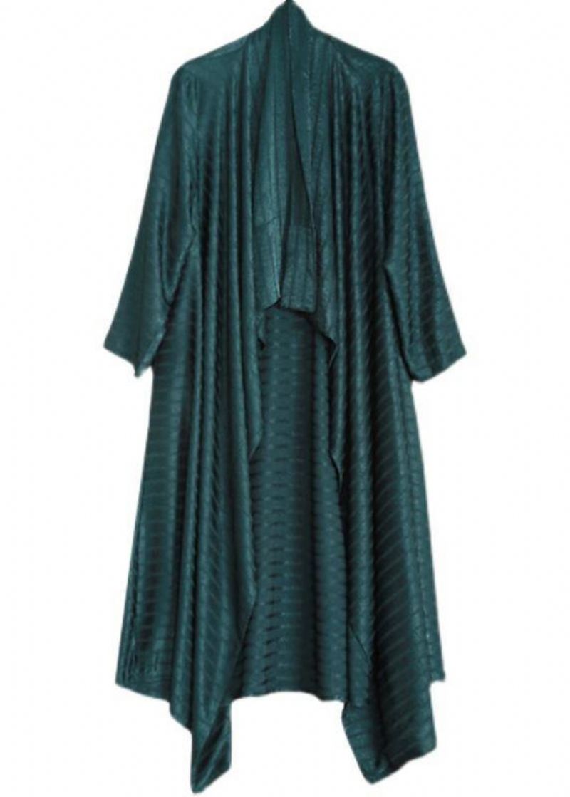 Robe Asymétrique Chic À Rayures Vert Noirâtre Cardigan - Vert