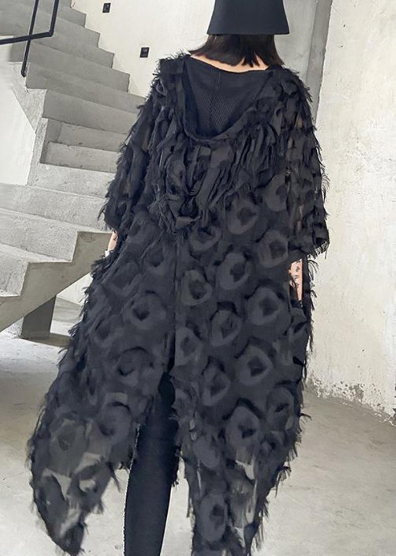 Robe Grande Taille En Plumes Noires Pour Femmes Nouvelle Collection Printemps Été - Cardigans femmes